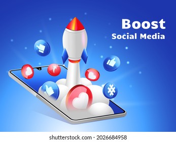 Rocket Boosting Social Media With Smartphone