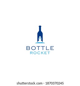 rocket and bottle negative space logo design