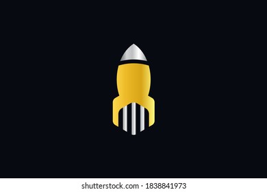 Rocket Box logo design gold color
