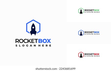 Diseños del logotipo de Rocket Box vectorial concepto, icono de la plantilla del logotipo de Fast Shipping Express