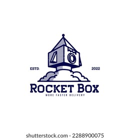 Caja de cohetes con estilo vintage para diseño de logotipo de entrega