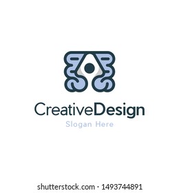 Rocket Brain Future Science Modern Logo