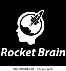 rocket brain logo design vector