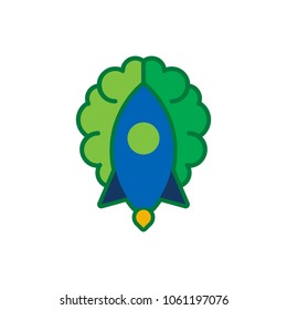 Rocket Brain Logo Icon Design