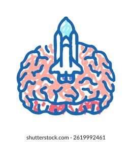 foguete brainstorm ícone doodle esboço vetor. foguete brainstorm sinal. símbolo isolado ilustração