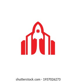 Rocket Building Vector Logo Design