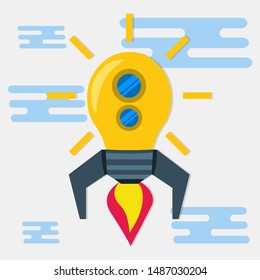 rocket bulb lamp isolated symbol for idea concept vector illustration