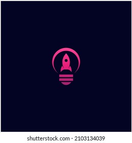 Rocket Bulb Logo Design Vector Illustration