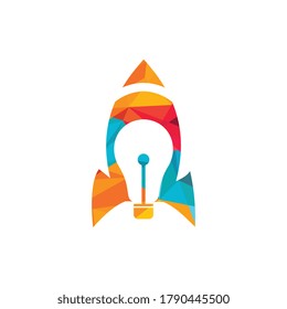 Rocket bulb vector log design. Rocket launching bulb Light bulb logo design.