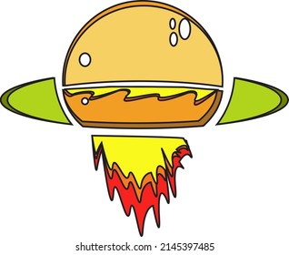rocket burger logo design vector,,fast food logo
