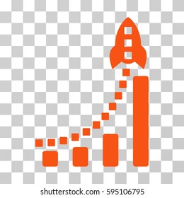 Rocket Business Bar Chart icon. Vector illustration style is flat iconic symbol, orange color, transparent background. Designed for web and software interfaces.