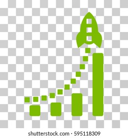 Rocket Business Bar Chart icon. Vector illustration style is flat iconic symbol, eco green color, transparent background. Designed for web and software interfaces.