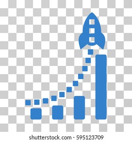 Rocket Business Bar Chart icon. Vector illustration style is flat iconic symbol, cobalt color, transparent background. Designed for web and software interfaces.