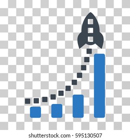 Rocket Business Bar Chart icon. Vector illustration style is flat iconic bicolor symbol, smooth blue colors, transparent background. Designed for web and software interfaces.