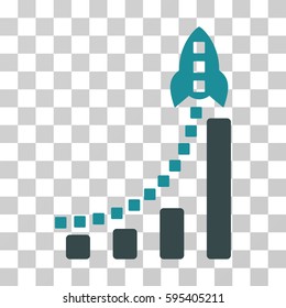 Rocket Business Bar Chart icon. Vector illustration style is flat iconic bicolor symbol, soft blue colors, transparent background. Designed for web and software interfaces.