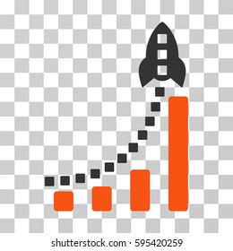 Rocket Business Bar Chart icon. Vector illustration style is flat iconic bicolor symbol, orange and gray colors, transparent background. Designed for web and software interfaces.