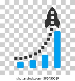 Rocket Business Bar Chart icon. Vector illustration style is flat iconic bicolor symbol, blue and gray colors, transparent background. Designed for web and software interfaces.