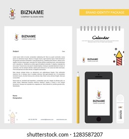 Rocket Business Letterhead, Calendar 2019 and Mobile app design vector template