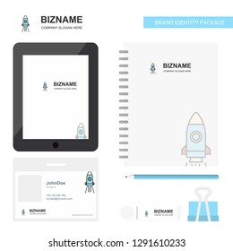 Rocket  Business Logo, Tab App, Diary PVC Employee Card and USB Brand Stationary Package Design Vector Template