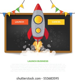 Rocket and business start up,clean vector