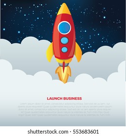 Rocket and business start up,clean vector
