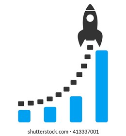 Rocket Business Start vector icon. Style is bicolor flat icon symbol, blue and gray colors, white background.