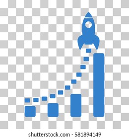 Rocket Business Start vector pictogram. Illustration style is a flat iconic cobalt symbol on a transparent background.