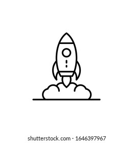 Rocket, business , startup, speed, launch icon vector image. Can also be used for food and drinks. Suitable for mobile apps, web apps and print media.