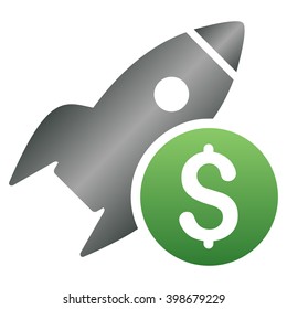 Rocket Business Startup vector toolbar icon for software design. Style is a gradient icon symbol on a white background.