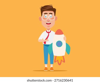 Ilustrador De Conceito De Foguete E Empresário