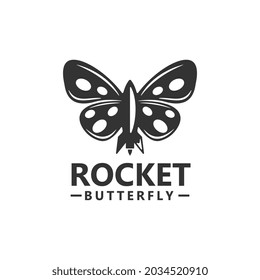 Rocket butterfly logo template design vector icon illustration
