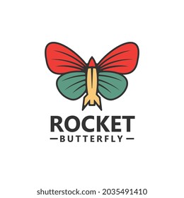 Rocket butterfly logo template design vector icon illustration