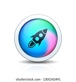 Rocket button illustration holographic style