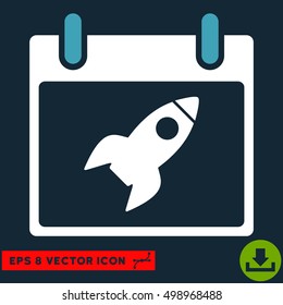 Rocket Calendar Day icon. Vector EPS illustration style is flat iconic bicolor symbol, blue and white colors.
