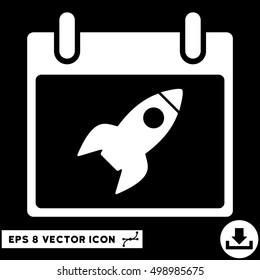 Rocket Calendar Day icon. Vector EPS illustration style is flat iconic symbol, white color.