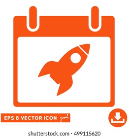 Rocket Calendar Day icon. Vector EPS illustration style is flat iconic symbol, orange color.