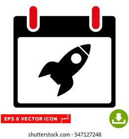 Rocket Calendar Day icon. Vector EPS illustration style is flat iconic bicolor symbol, intensive red and black colors.