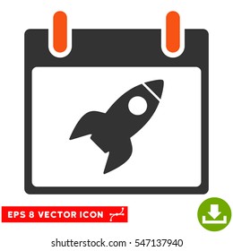 Rocket Calendar Day icon. Vector EPS illustration style is flat iconic bicolor symbol, orange and gray colors.