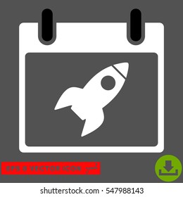 Rocket Calendar Day icon. Vector EPS illustration style is flat iconic bicolor symbol, black and white colors.