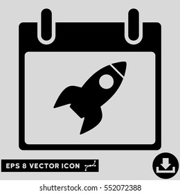 Rocket Calendar Day icon. Vector EPS illustration style is flat iconic symbol, black color.
