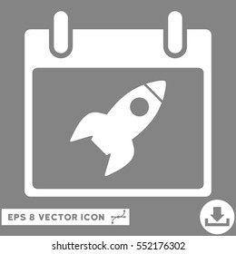 Rocket Calendar Day icon. Vector EPS illustration style is flat iconic symbol, white color.