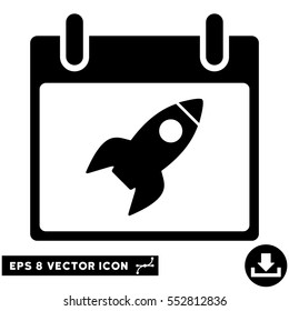 Rocket Calendar Day icon. Vector EPS illustration style is flat iconic symbol, black color.