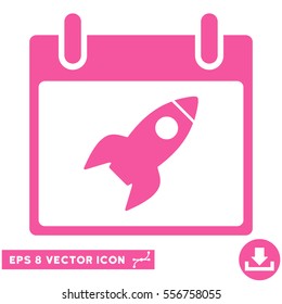 Rocket Calendar Day icon. Vector EPS illustration style is flat iconic symbol, pink color.