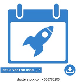 Rocket Calendar Day icon. Vector EPS illustration style is flat iconic symbol, cobalt color.