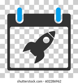 Rocket Calendar Day icon. Vector illustration style is flat iconic bicolor symbol, blue and gray colors, transparent background. Designed for web and software interfaces.