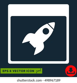 Rocket Calendar Page icon. Vector EPS illustration style is flat iconic symbol, white color.