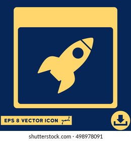 Rocket Calendar Page icon. Vector EPS illustration style is flat iconic symbol, yellow color.