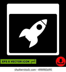 Rocket Calendar Page icon. Vector EPS illustration style is flat iconic symbol, white color.
