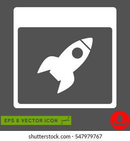 Rocket Calendar Page icon. Vector EPS illustration style is flat iconic symbol, white color.