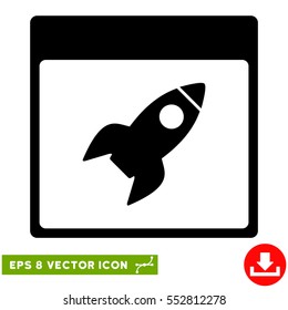 Rocket Calendar Page icon. Vector EPS illustration style is flat iconic symbol, black color.